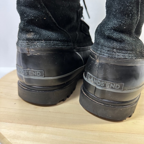 Lands’ End Mens Thermolite Snow Boot Black Lace Up Front Black Suede Sz 9 D main image 9